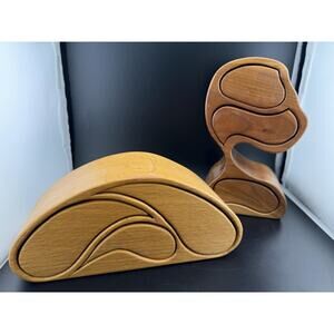 Vintage Wood Bandsaw Jewelry Box - Short